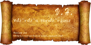 Vörös Honóriusz névjegykártya